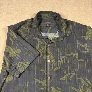 Van Heusen Mens Large Hawaiian Tropical Floral Short Sleeve Button Down Shirt